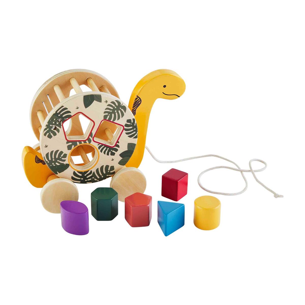YELLOW WOOD DINO SHAPE SORTER
