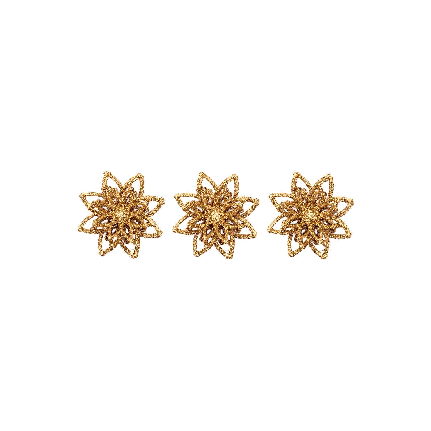 Set of 3 Sparkling floral Ornament