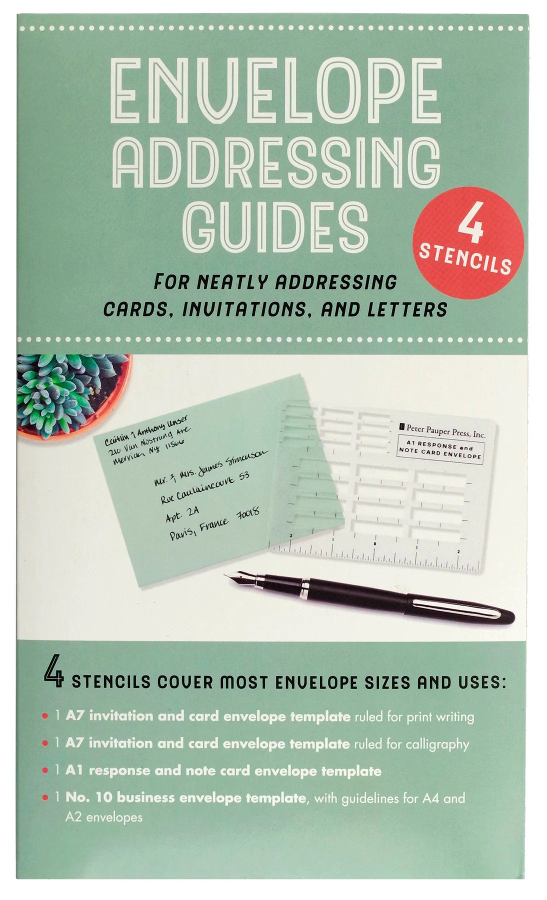Envelope Addressing Guide - Stencil Set of 4