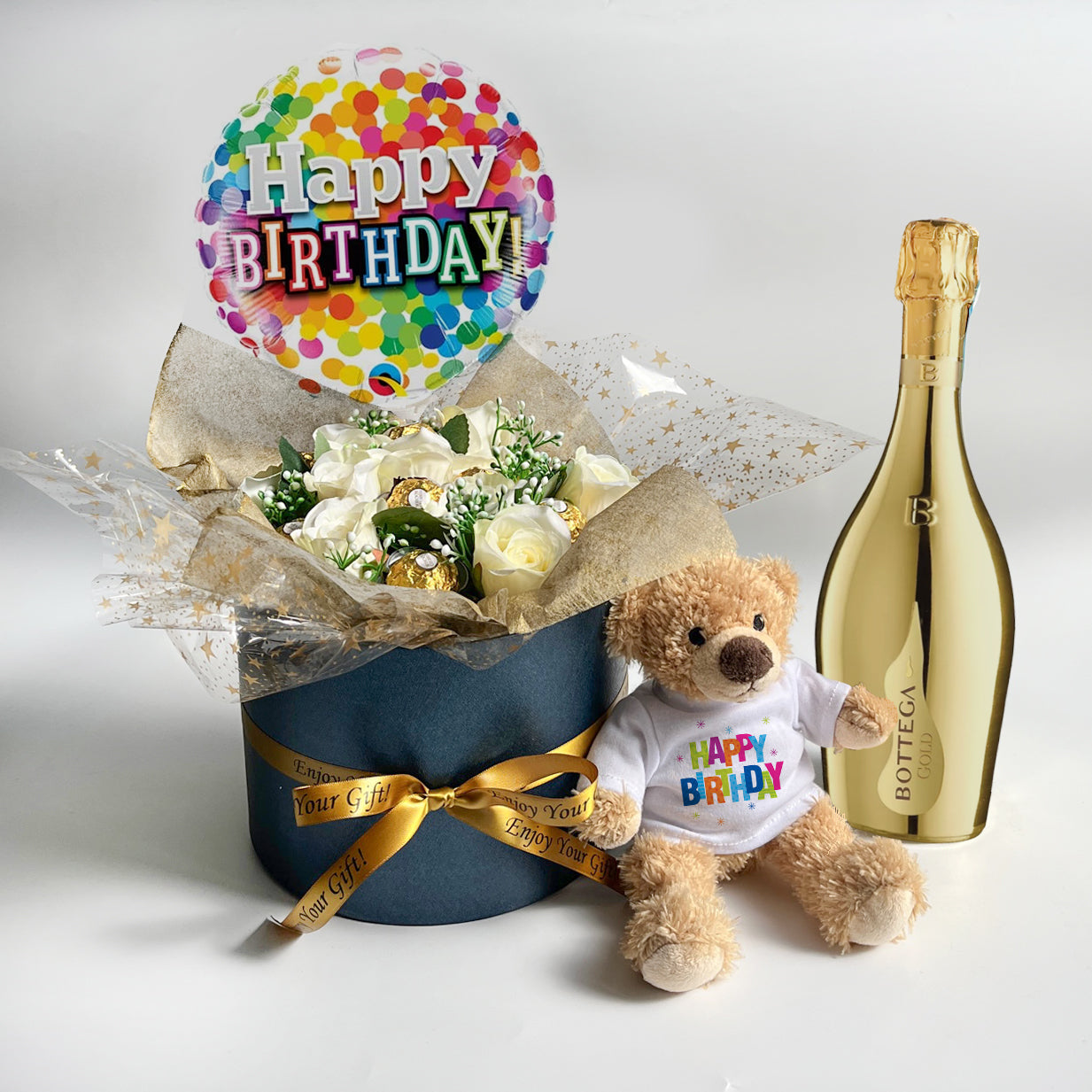 Happy Birthday Gift Set with Chocolates & Prosecco