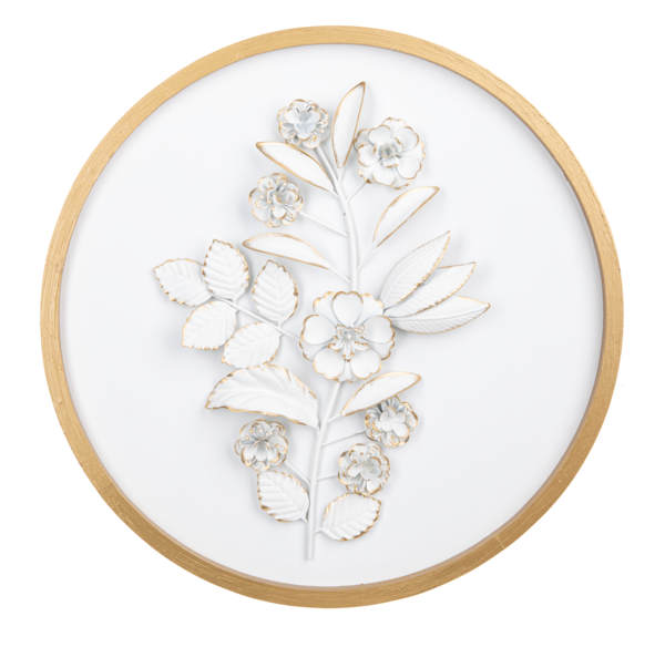 Round Layered Floral Wall Decor in Gold Frame