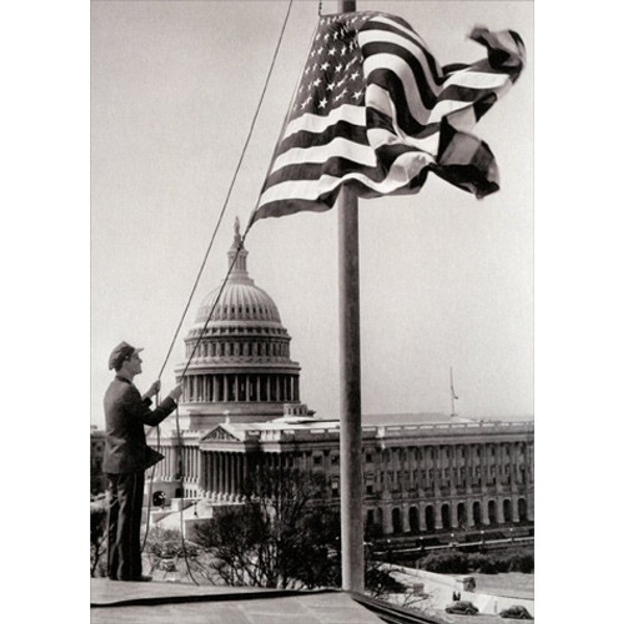 Support/ Encouragement Greeting Card - Raising the American Flag