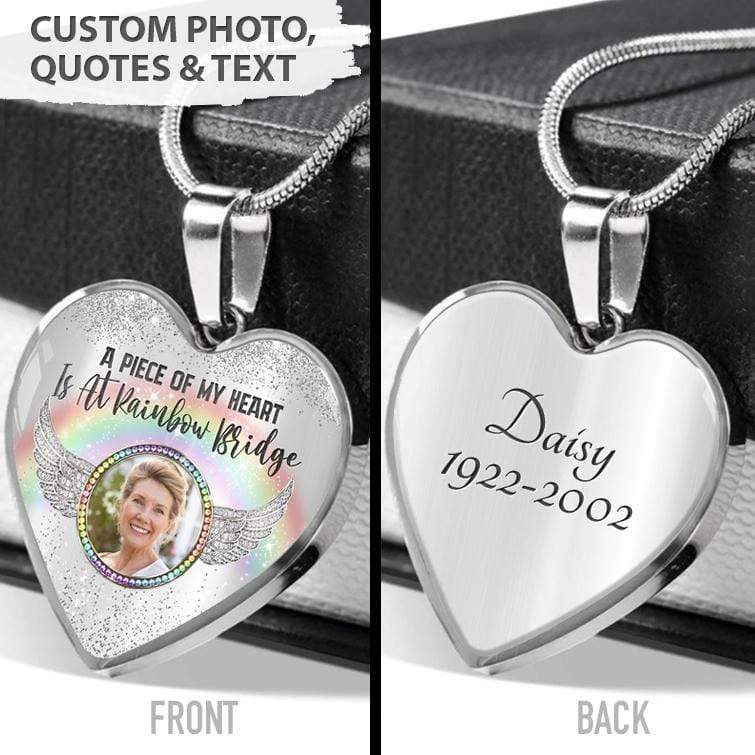A Piece Of My Heart Is At Rainbow Bridge Memorial Necklace, Photo Necklace HN590