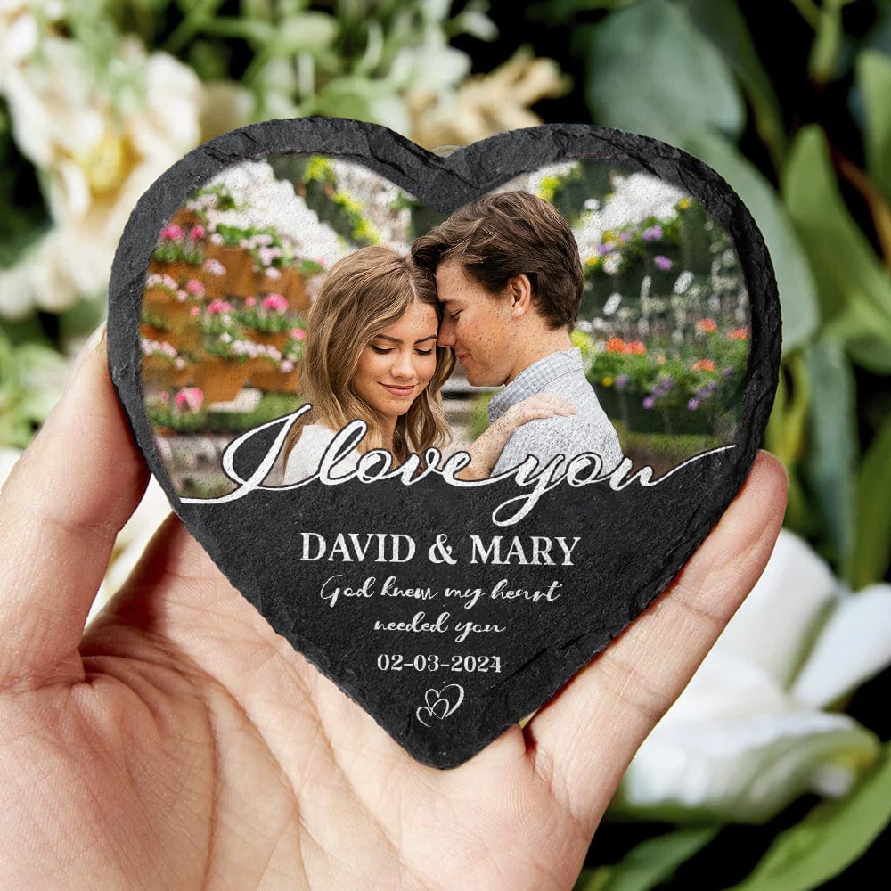 Custom Couple Photo God Knew My Heart Needed You Heart-Shaped Stone Couple Gifts HO82 895012
