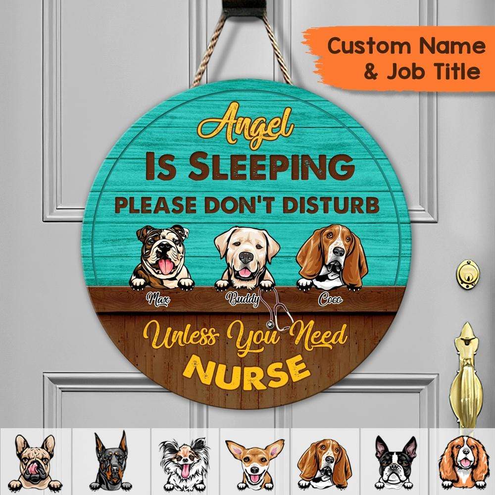 Please Don't Disturb Nurse Sleeping Dog Wooden Door Sign, Dog Lover Gift, HN590