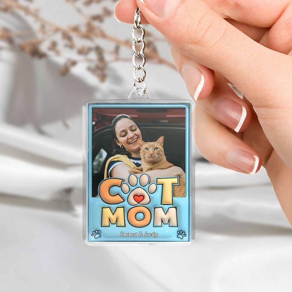 Custom Photo Dog Cat Dad Mom Acrylic Keychain DA199 890159