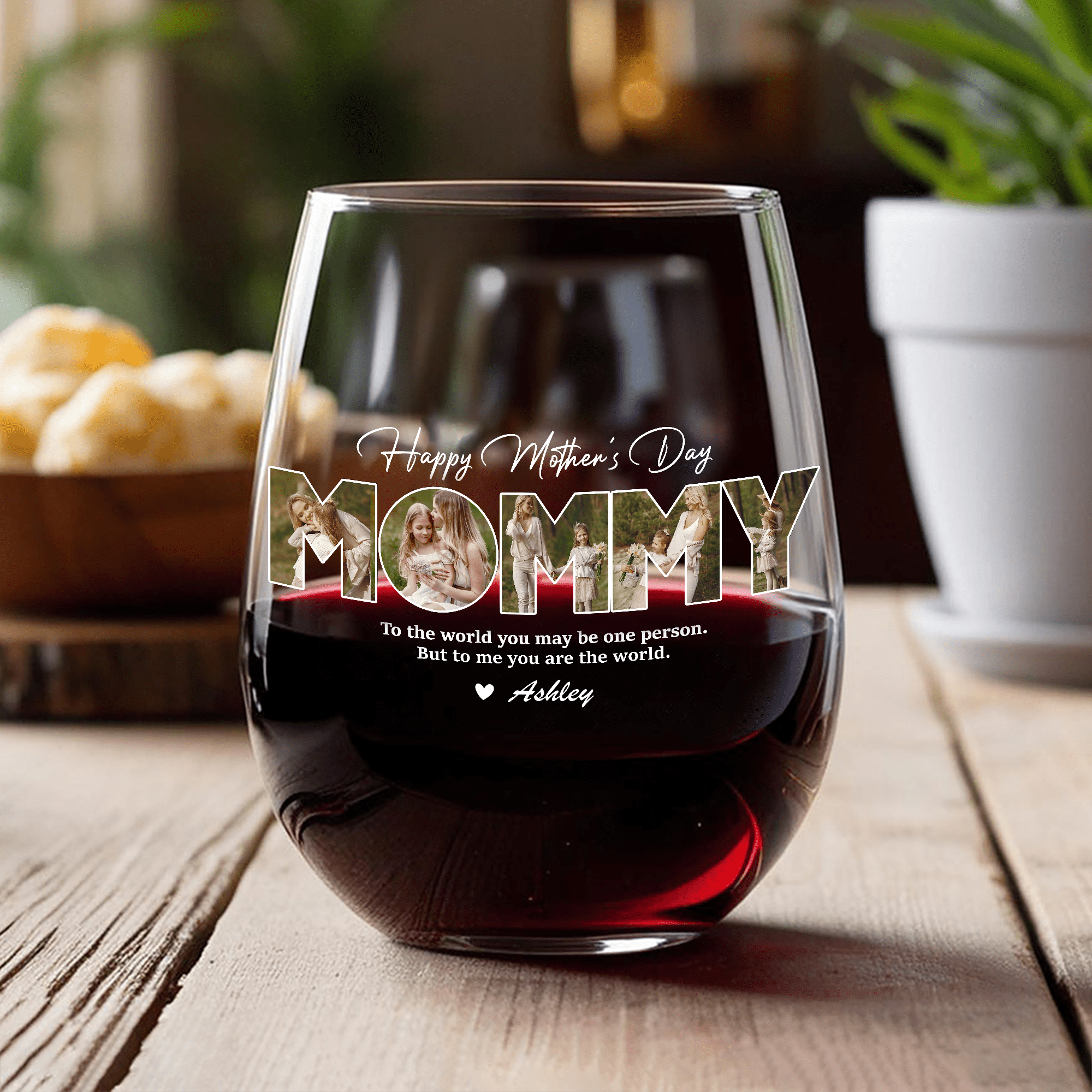 Custom Photo Happy Mother's Day To Mom Stemless Wine Glass TH10 892257