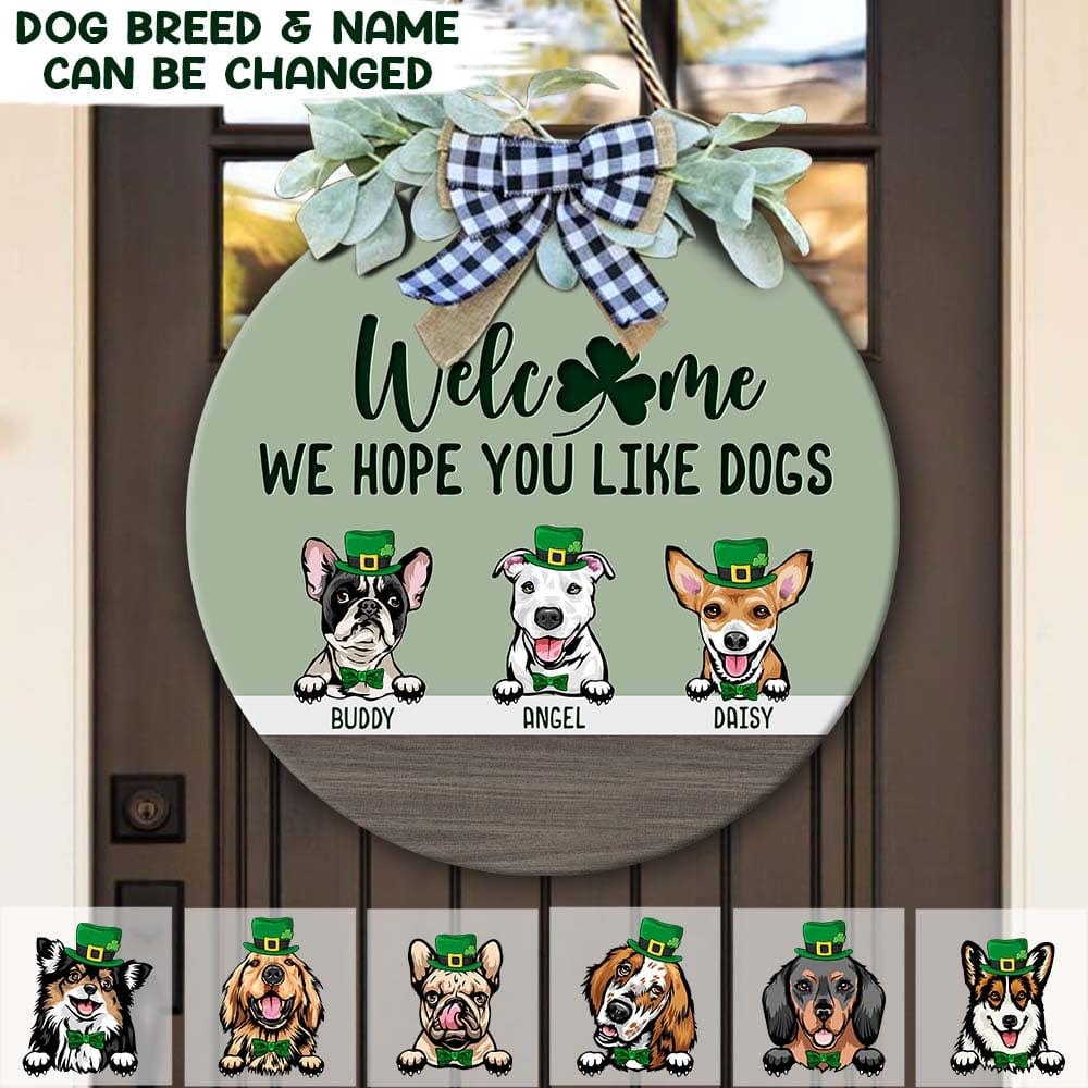 Irish Wood Door Sign With Dog, St.Patrick's Day Door Wreath HN590