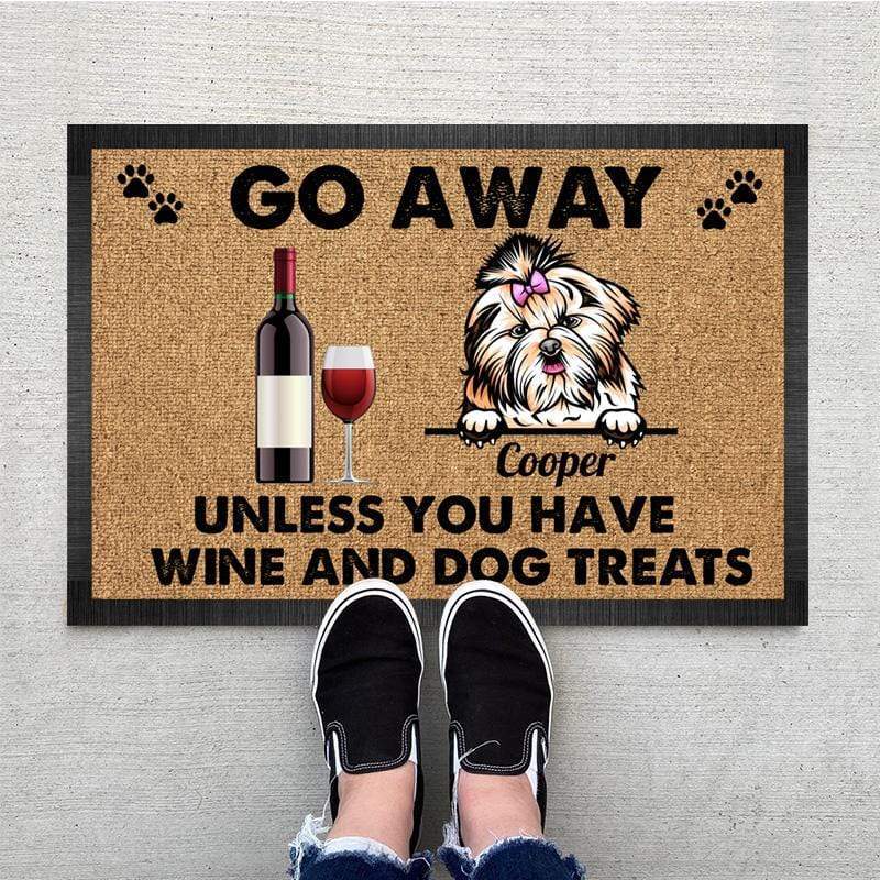 Go Away Unless You Have Wine Doormat, Dog Lover Gift HN590