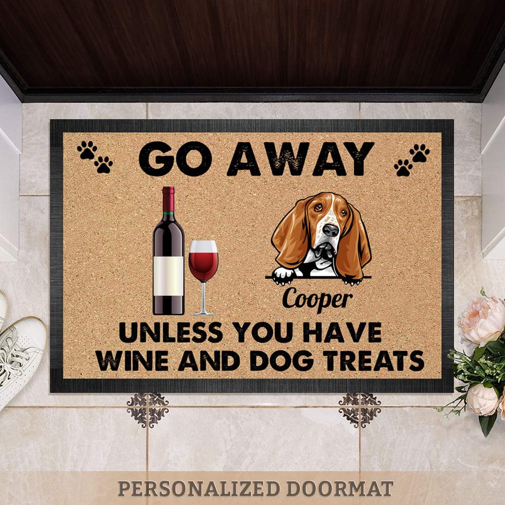 Go Away Unless You Have Wine Doormat, Dog Lover Gift HN590