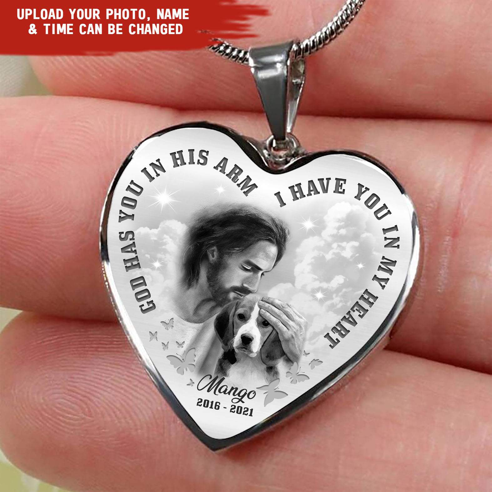 God Has You In His Arm I Have You In Heart Memorial Dog Cat Necklace HN590