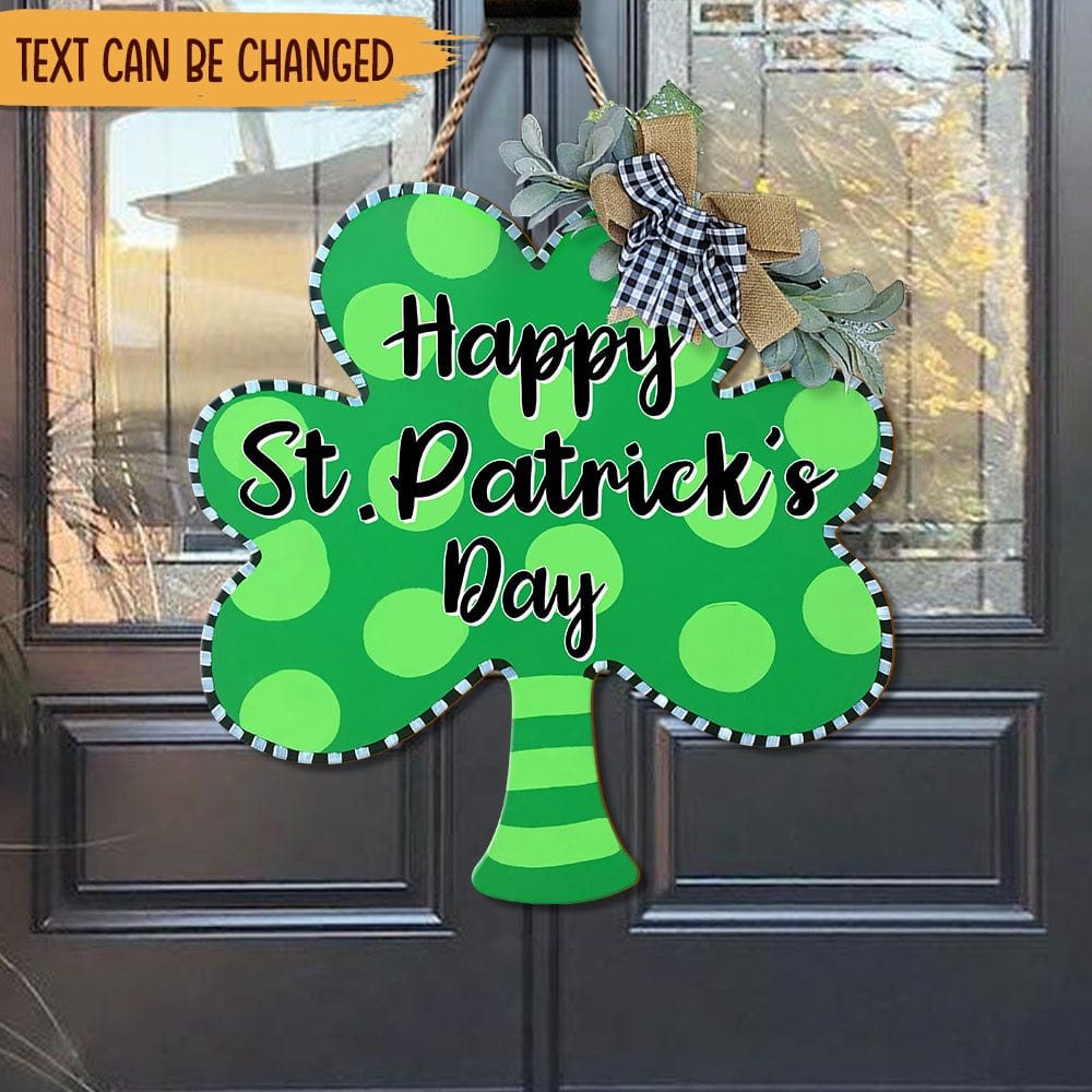 Happy St. Patrick's Day Wooden Door Sign, Shamrock Wreath HN590