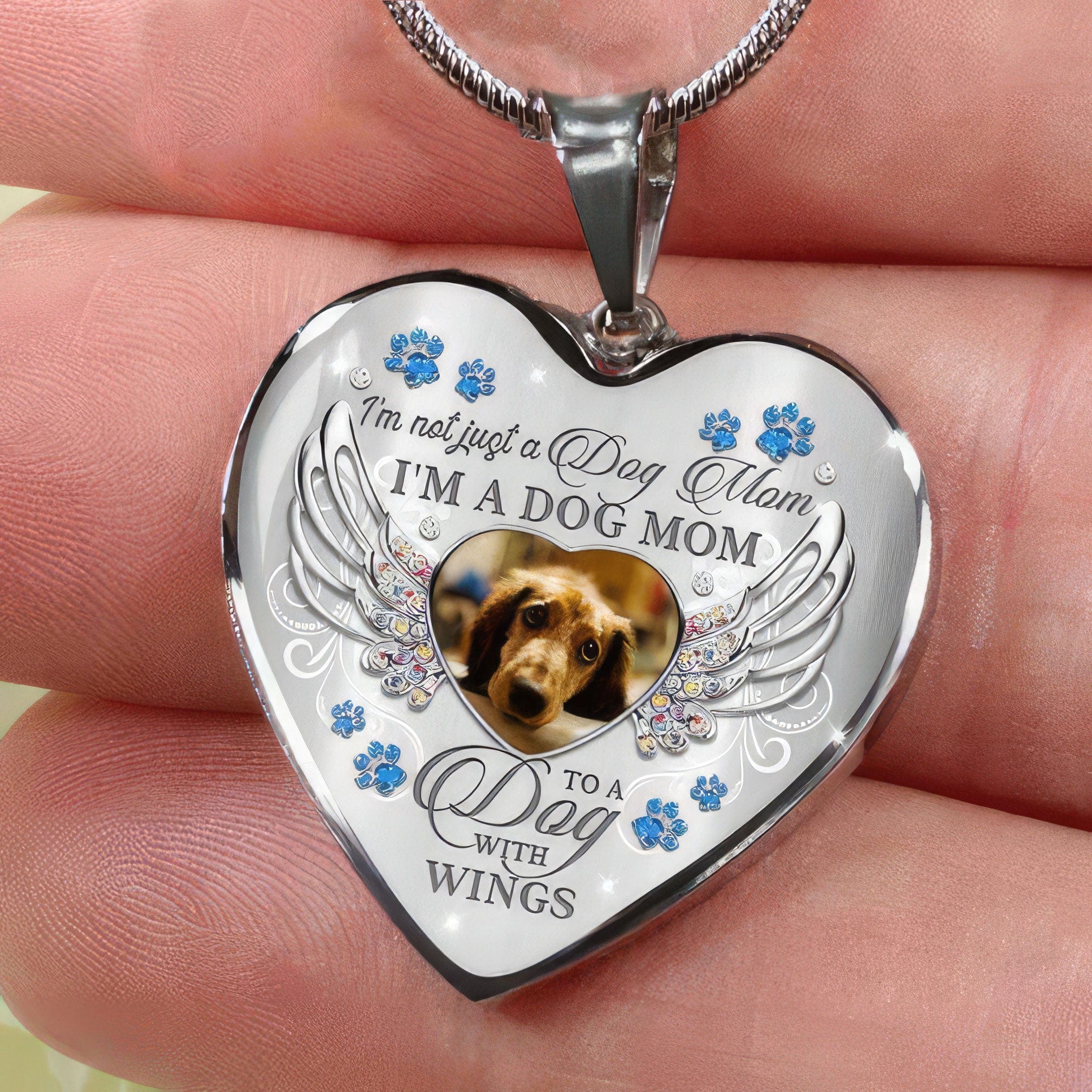 I'm Not Just A Dog Mom Pet Photo Memorial Necklace, Pet Loss Gift HN590