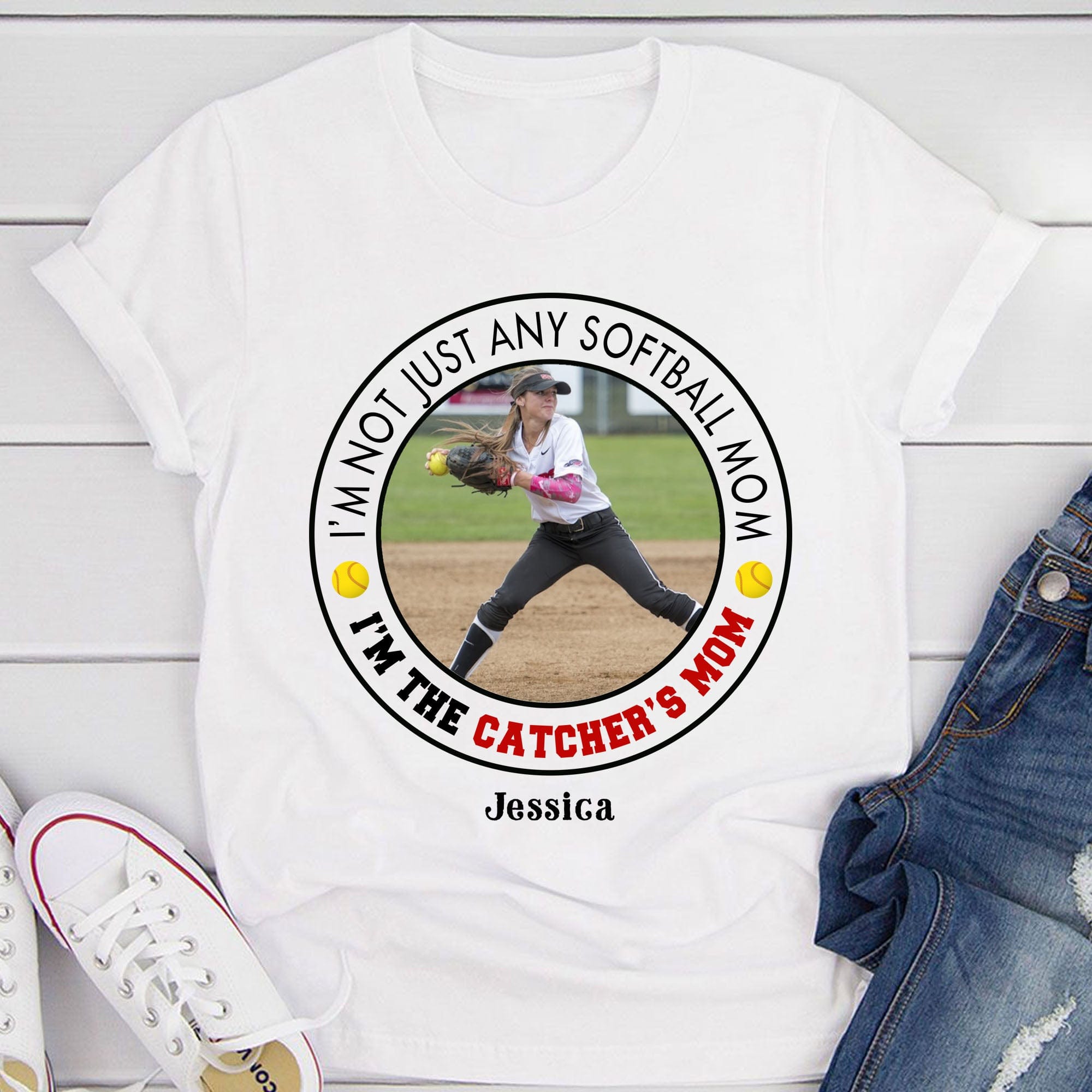 I'm Not Just Any Softball Mom Personalized Custom Softball Shirt H519