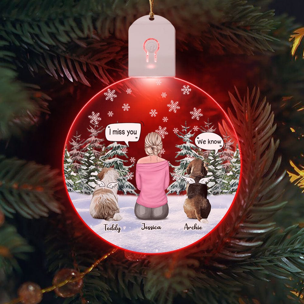I Miss You - Christmas Memorial For Dog Mom Circle Led Acrylic Ornament Personalized Gift HO82 893278