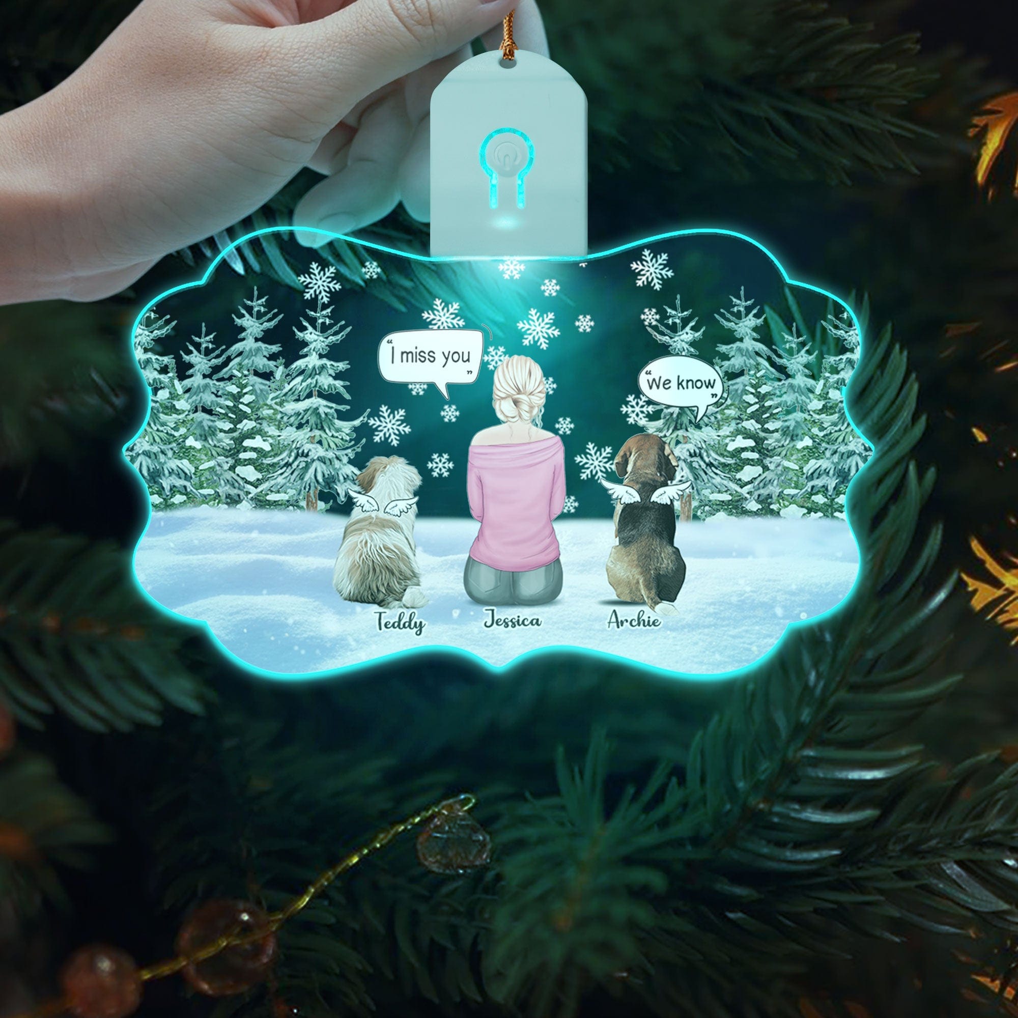 I Miss You - Christmas Memorial For Dog Mom Medallion Led Acrylic Ornament Personalized Gift HO82 893270