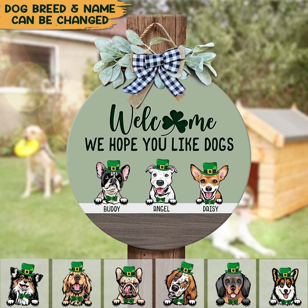 Irish Wood Door Sign With Dog, St.Patrick's Day Door Wreath HN590