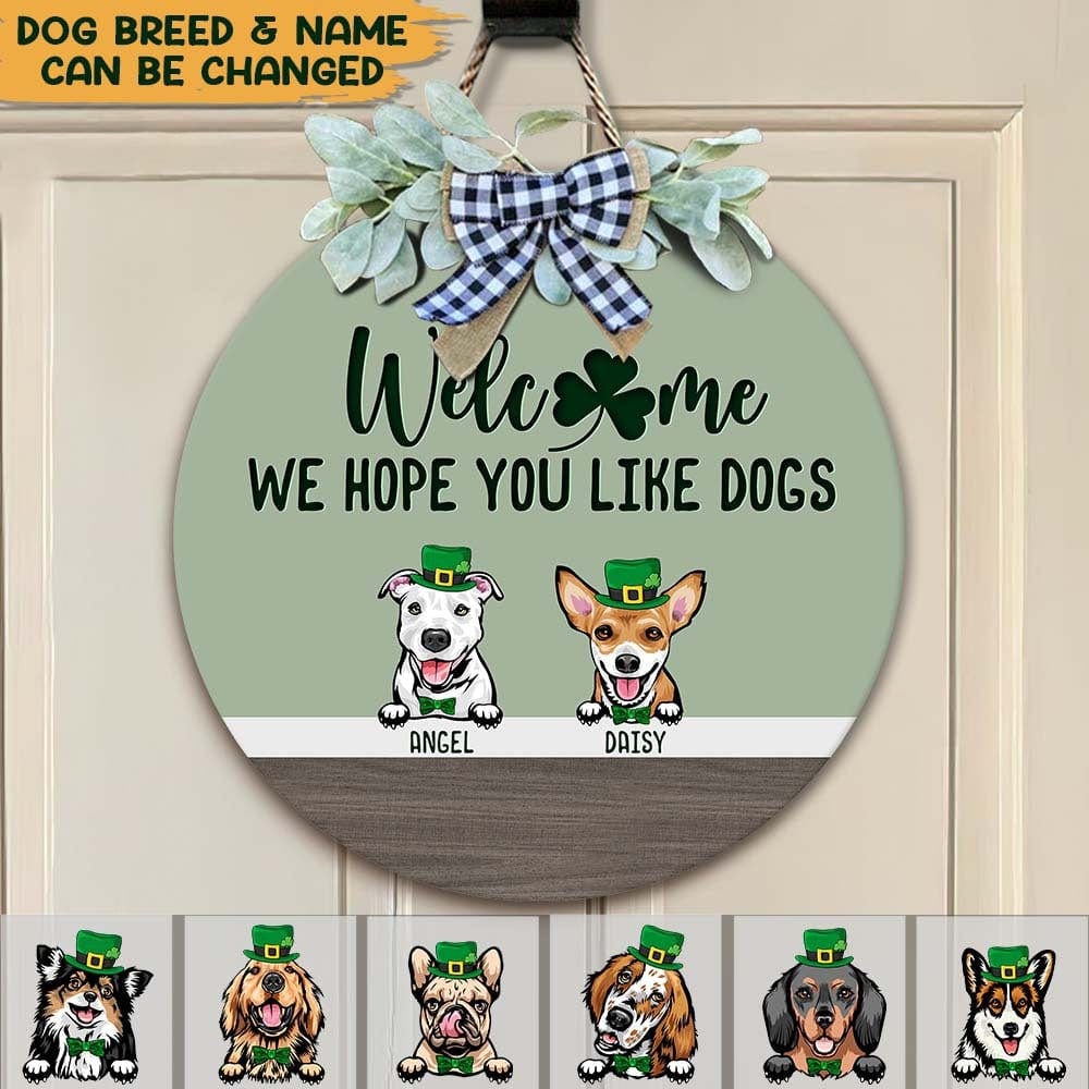 Irish Wood Door Sign With Dog, St.Patrick's Day Door Wreath HN590