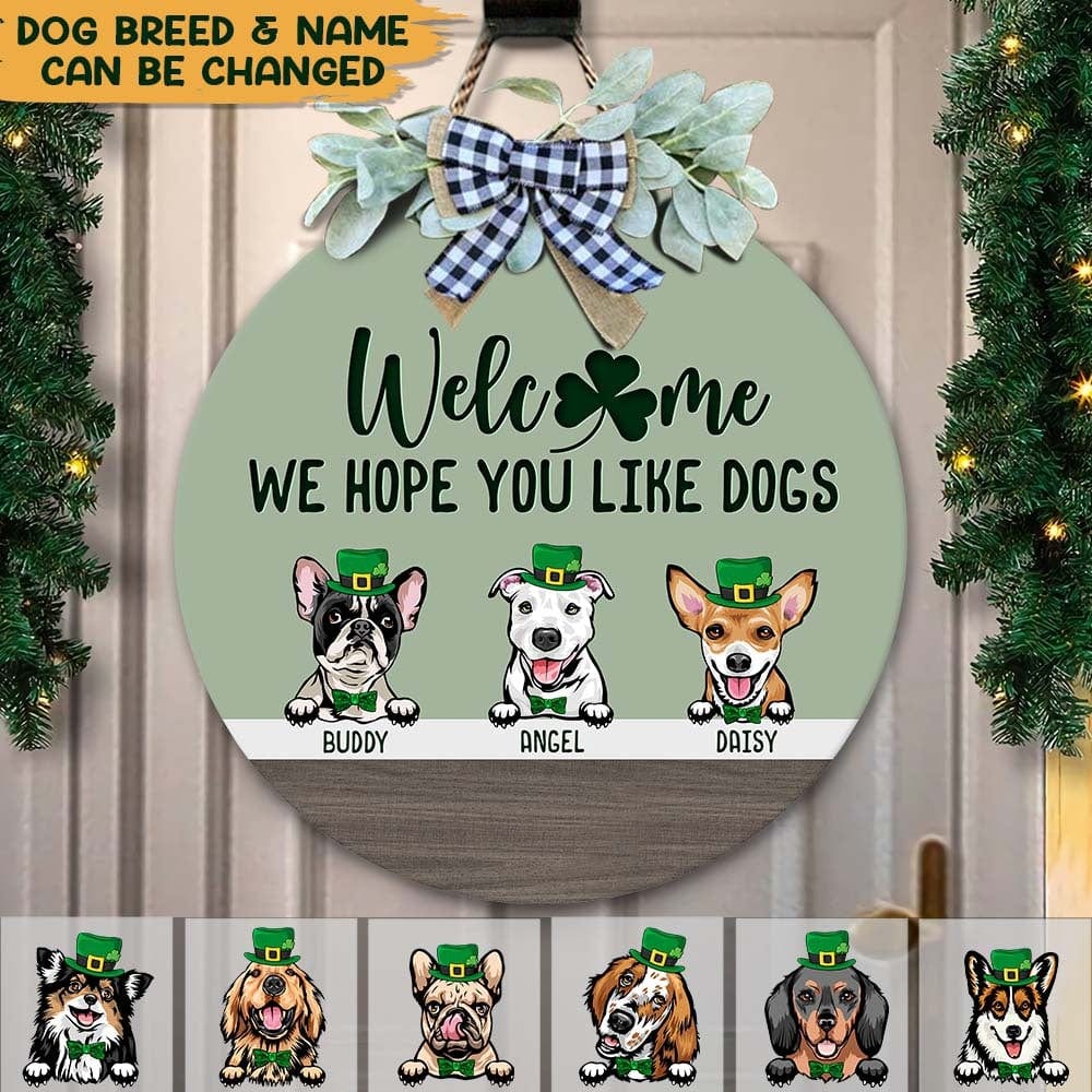 Irish Wood Door Sign With Dog, St.Patrick's Day Door Wreath HN590