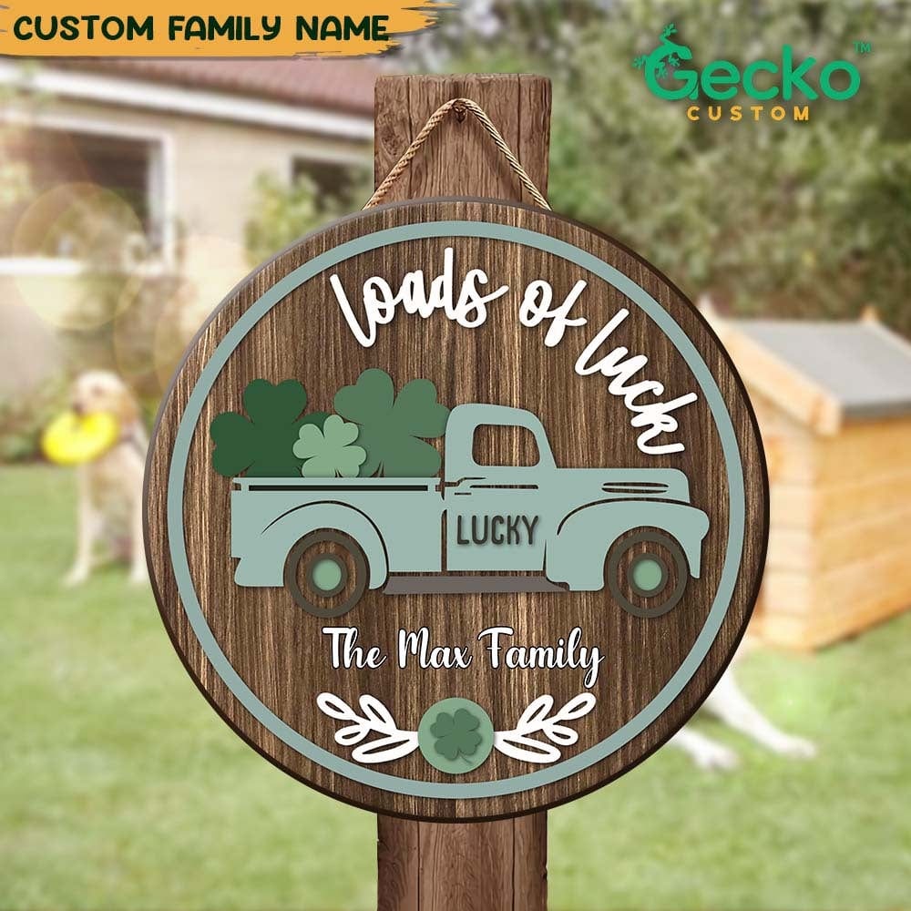 Loads of Luck Wood Door Sign, Family Name Door Sign 892365