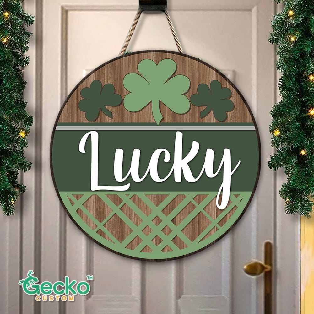Lucky Blessed Wood Door Sign HN590
