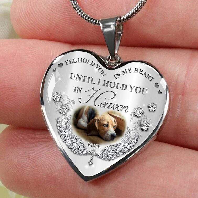 I’ll Hold You In My Heart Pet Memorial Necklace, Custom Quotes & Photo, Pet Loss Gift HN590