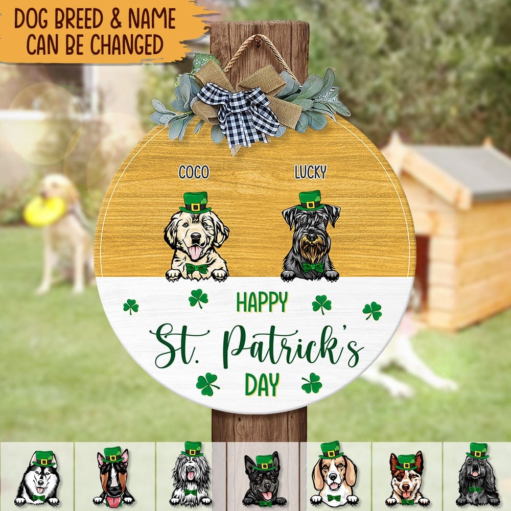 Shenanigans Welcome Wood Door Sign With Dog HN590