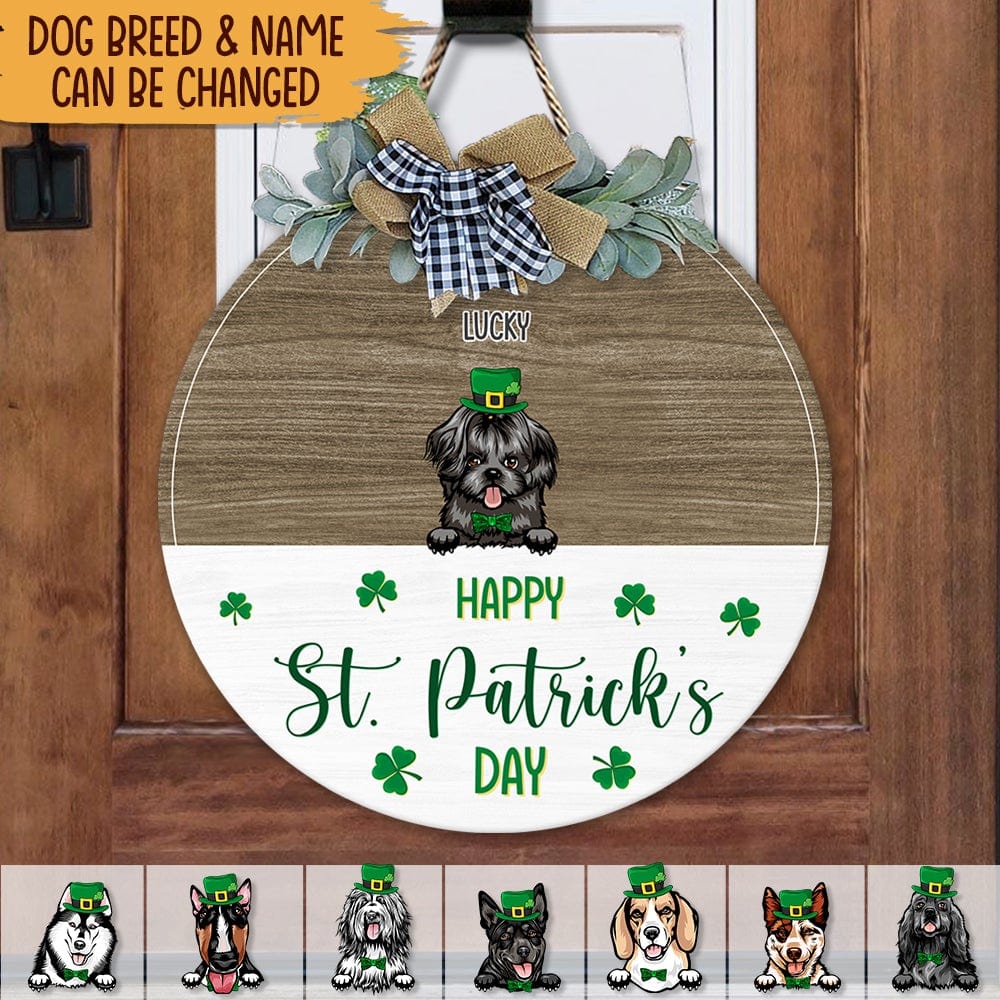 Shenanigans Welcome Wood Door Sign With Dog HN590