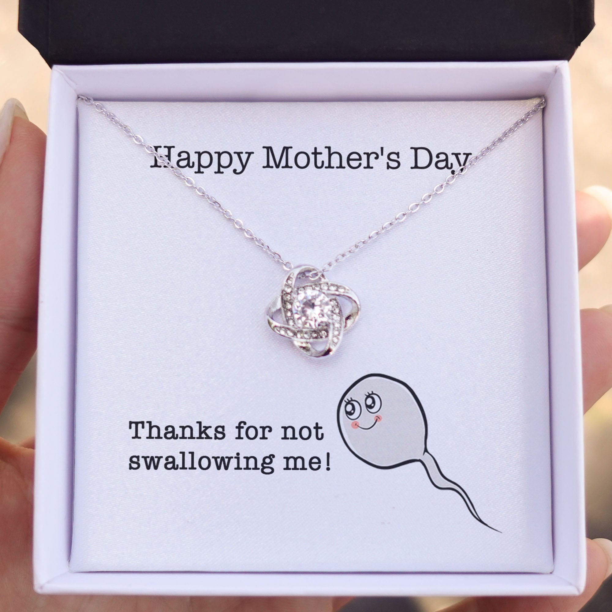 Thanks For Not Swallowing Me Personalized Funny Mother's Message Card Necklace C266