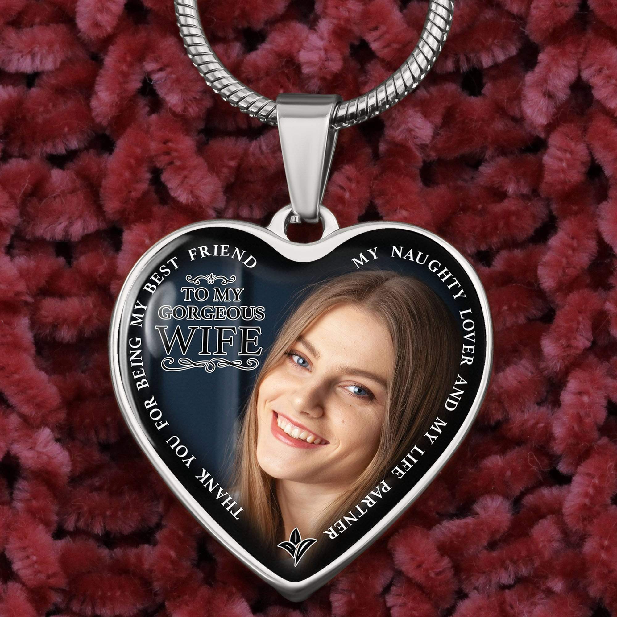 To My Gorgeous Wife Custom Heart Necklace