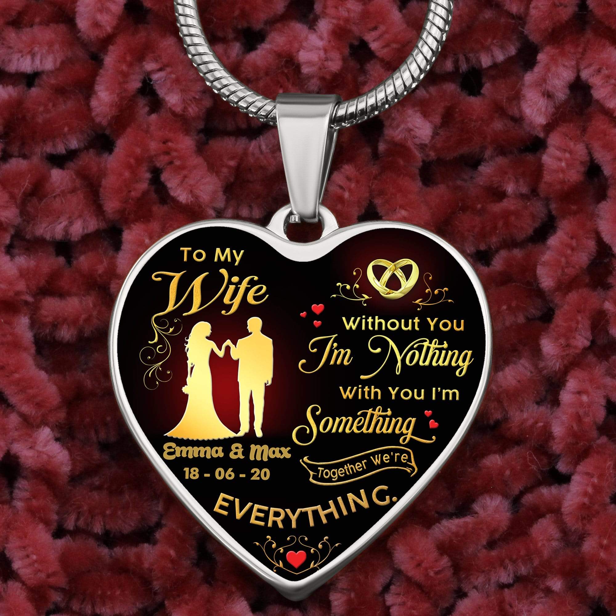 To My Wife Custom Heart Necklace