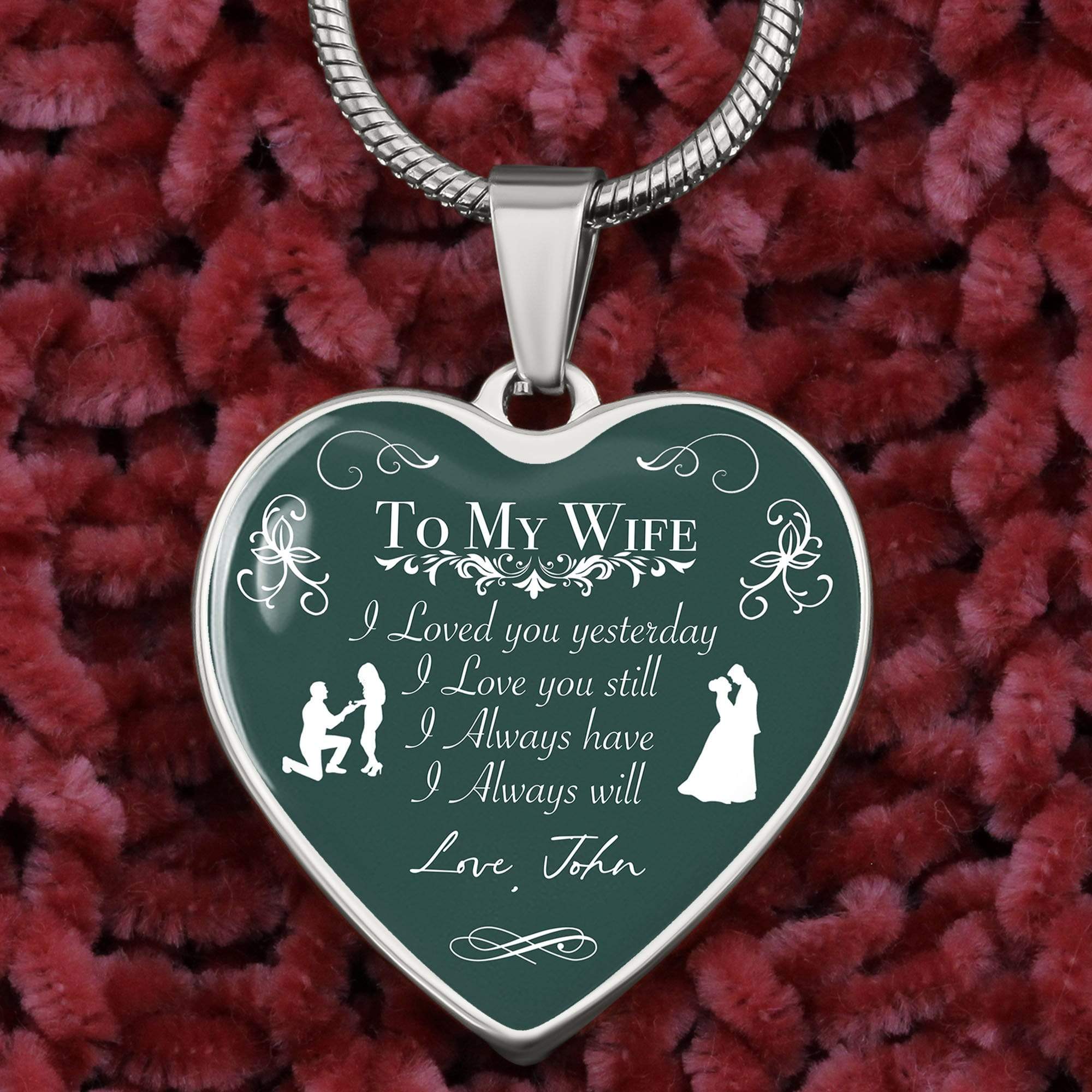 To My Wife Girlfriend Custom Heart Necklace