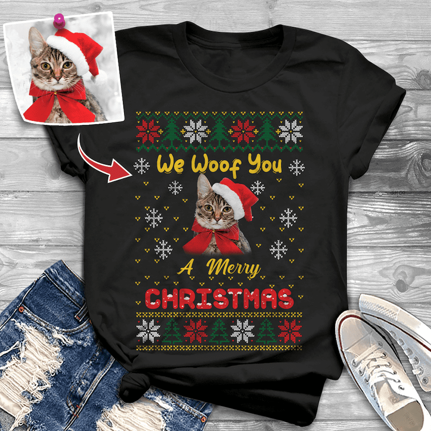 We Woof You A Merry Christmas Custom Photo T-shirt, HN590