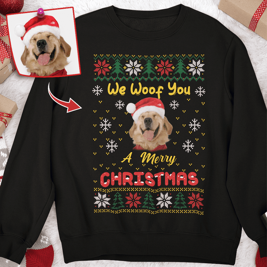 We Woof You A Merry Christmas Custom Photo T-shirt, HN590