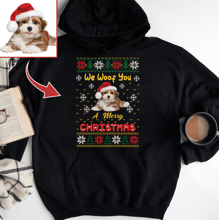 We Woof You A Merry Christmas Custom Photo T-shirt, HN590