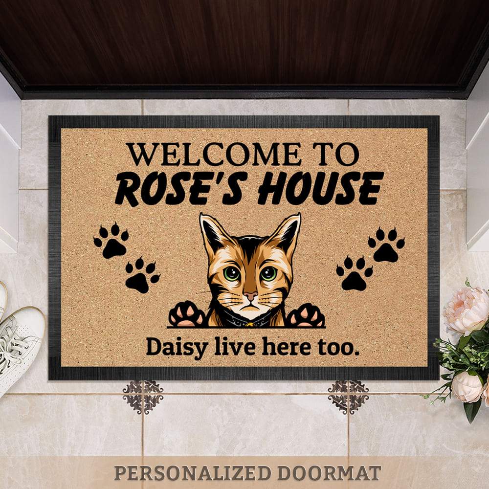 Welcome To Cat's House, Cat Doormat, Cat Lover Gift, For Cat Mom, Home Decor 889837