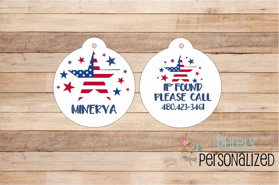 Stars and Stripes 4th of July Pet Id