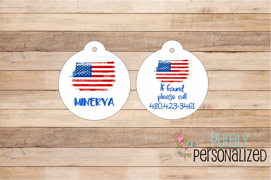 Fourth of July Pet Id Tag