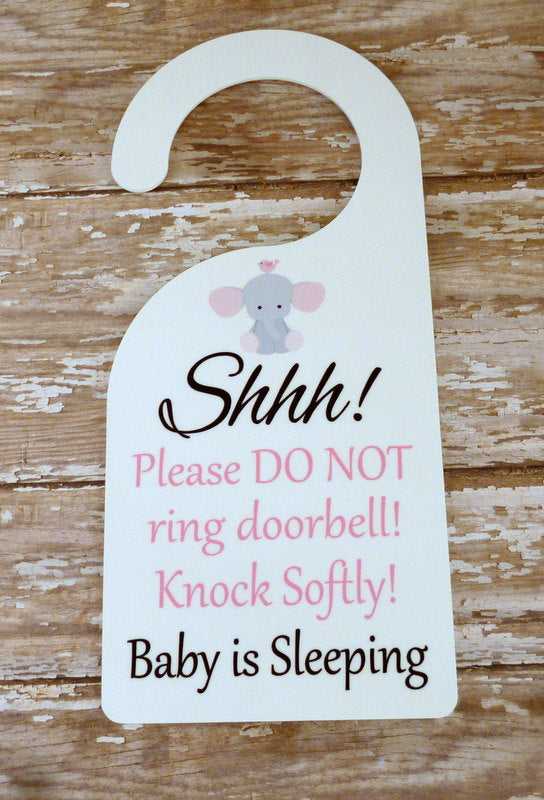 Shhh... Baby Elephant Door Hanger